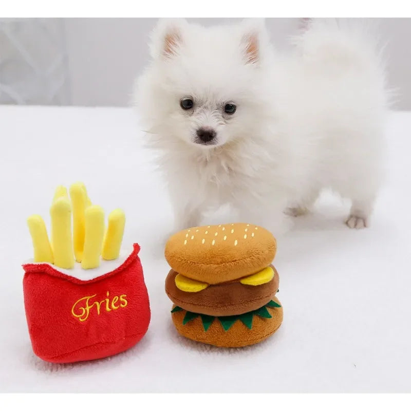 Peluche en Forme de Frites et Burger pour Chien