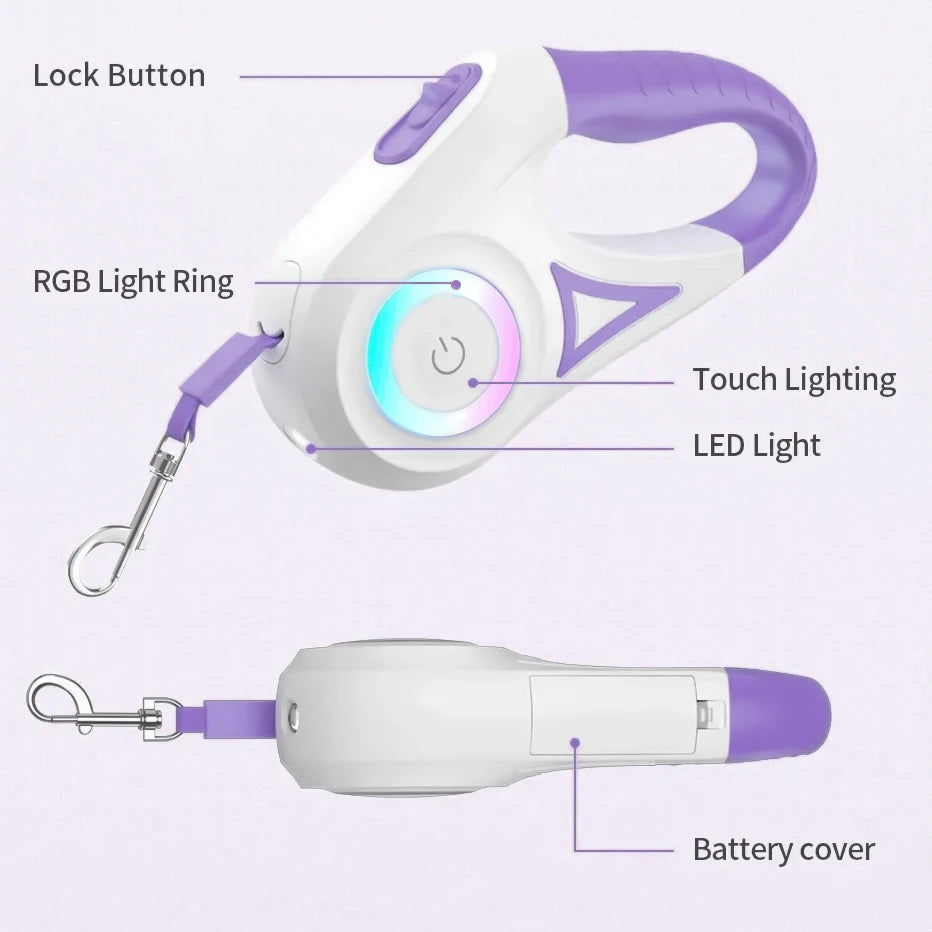 Laisse Rétractable LED avec Lumière