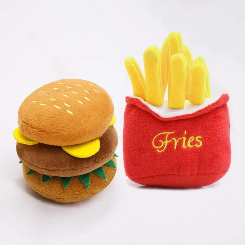 Peluche en Forme de Frites et Burger pour Chien